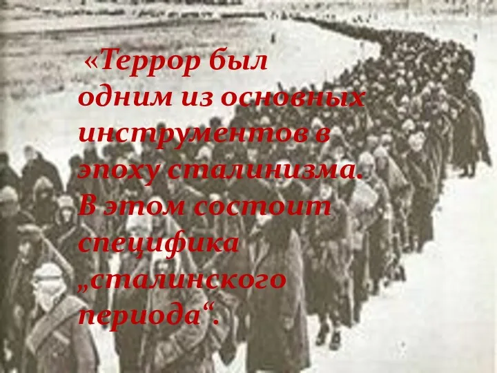 «Террор был одним из основных инструментов в эпоху сталинизма. В этом состоит специфика „сталинского периода“.