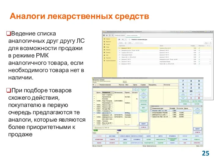 Ведение списка аналогичных друг другу ЛС для возможности продажи в