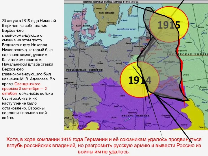 23 августа 1915 года Николай II принял на себя звание