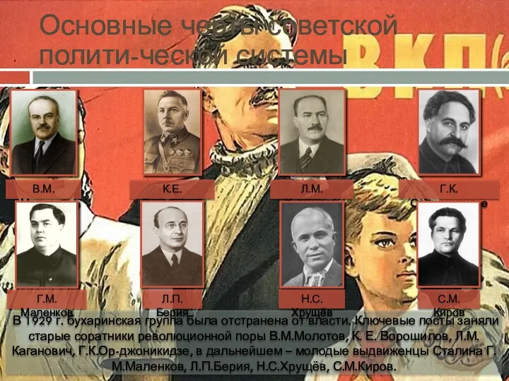 Основные черты советской полити-ческой системы В 1929 г. бухаринская группа
