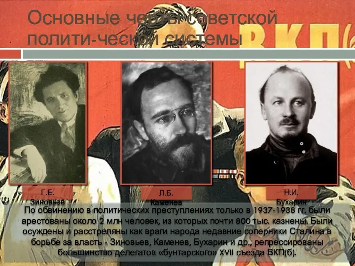 Основные черты советской полити-ческой системы По обвинению в политических преступлениях