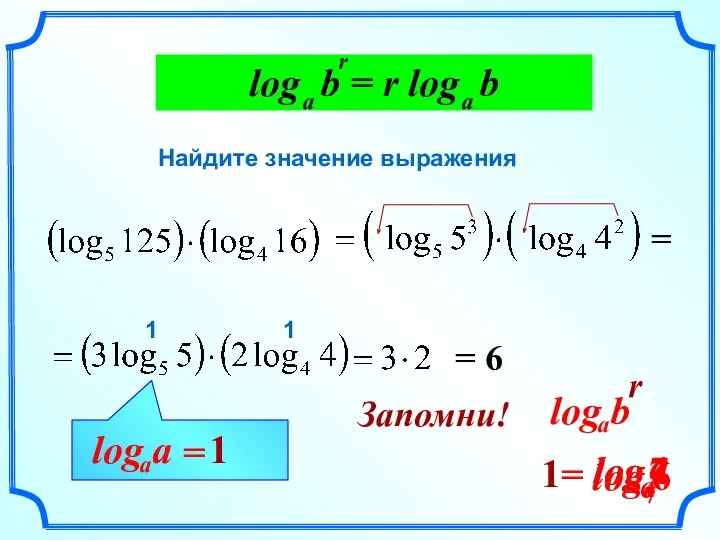 Найдите значение выражения r 1 1 log b = r log b a
