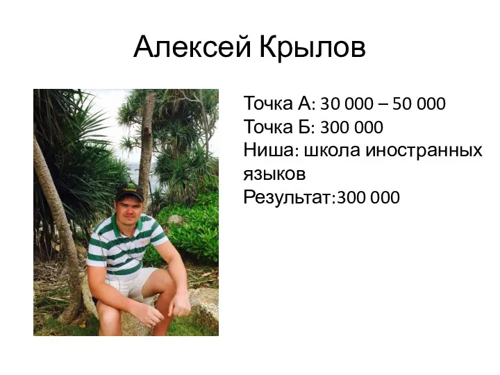 Алексей Крылов Точка А: 30 000 – 50 000 Точка