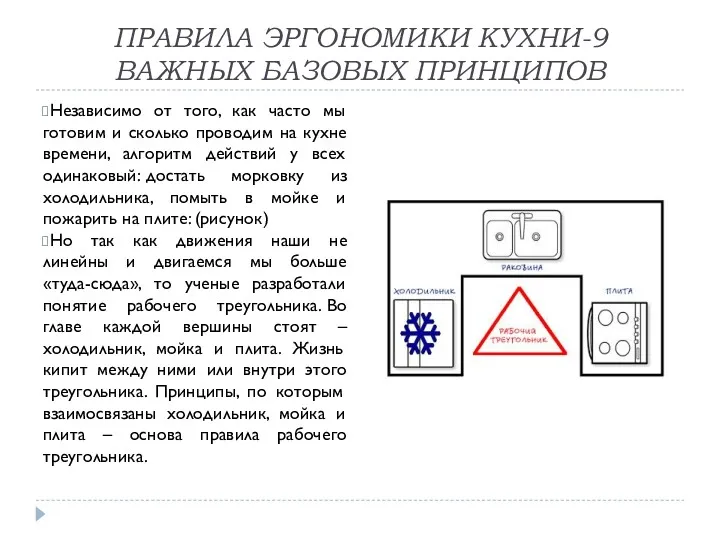 ПРАВИЛА ЭРГОНОМИКИ КУХНИ-9 ВАЖНЫХ БАЗОВЫХ ПРИНЦИПОВ Независимо от того, как