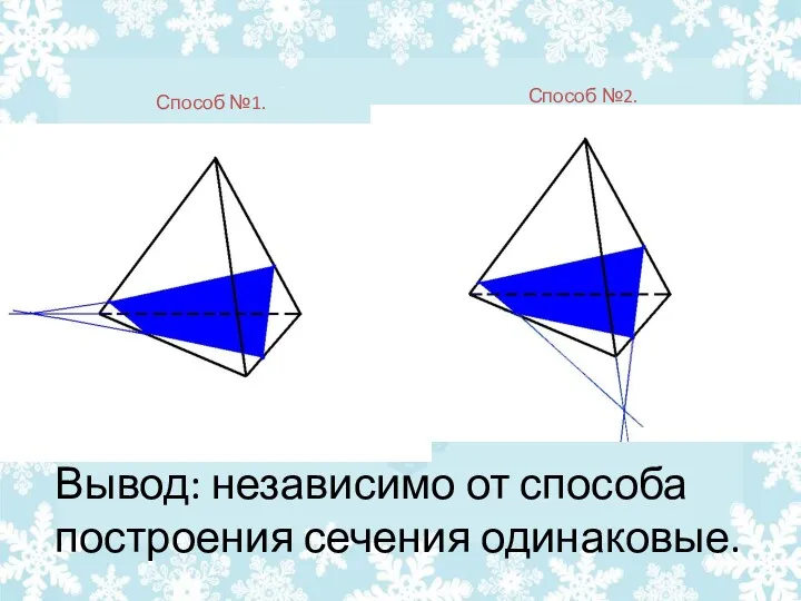 Вывод: независимо от способа построения сечения одинаковые. Способ №1. Способ №2.