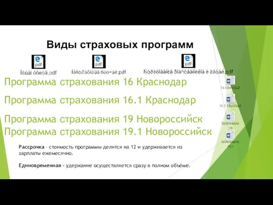Виды страховых программ Программа страхования 19.1 Новороссийск Программа страхования 16 Краснодар Программа страхования