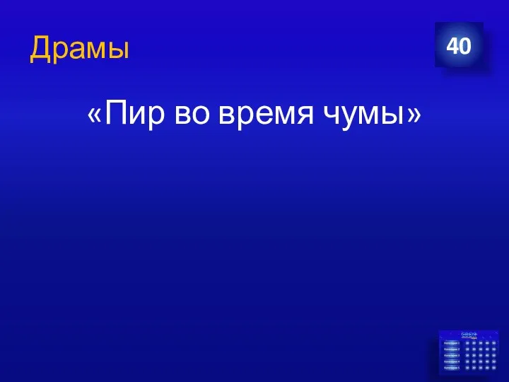 Драмы 40 «Пир во время чумы»