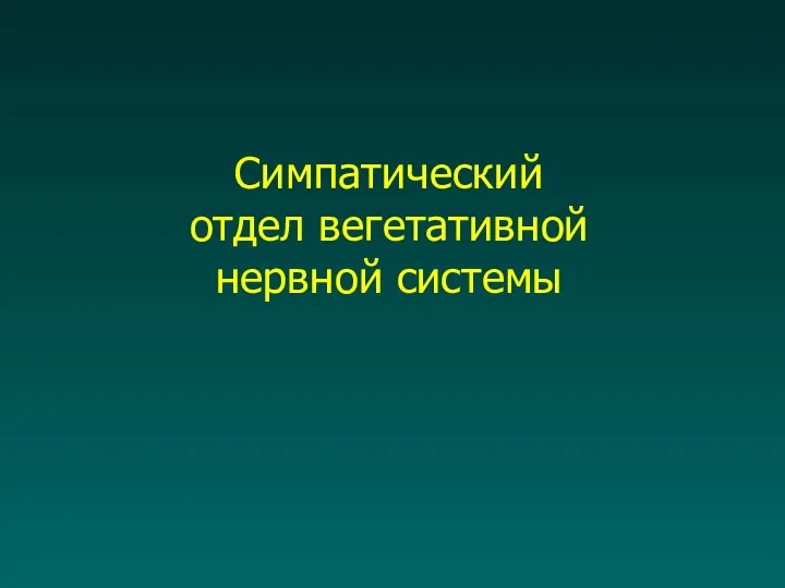 Симпатический отдел вегетативной нервной системы