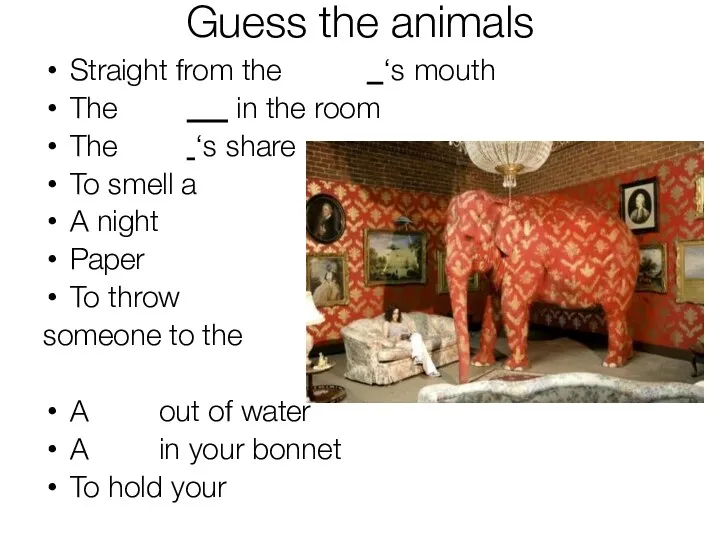 Guess the animals Straight from the ‘s mouth The in