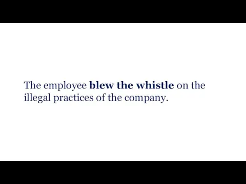 The employee blew the whistle on the illegal practices of the company.