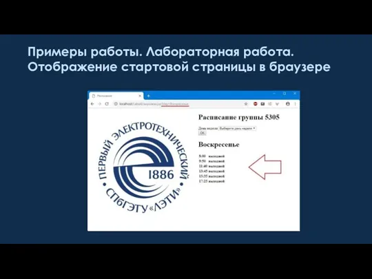 Примеры работы. Лабораторная работа. Отображение стартовой страницы в браузере