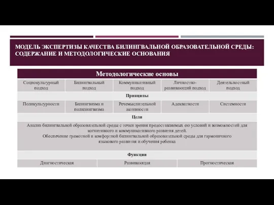 МОДЕЛЬ ЭКСПЕРТИЗЫ КАЧЕСТВА БИЛИНГВАЛЬНОЙ ОБРАЗОВАТЕЛЬНОЙ СРЕДЫ: СОДЕРЖАНИЕ И МЕТОДОЛОГИЧЕСКИЕ ОСНОВАНИЯ