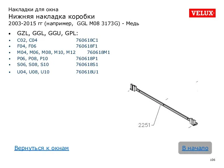 В начало Накладки для окна Нижняя накладка коробки 2003-2015 гг