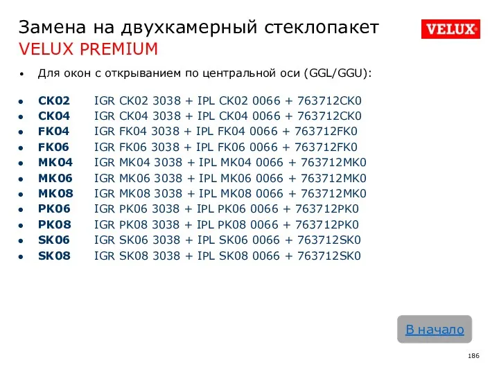 Замена на двухкамерный стеклопакет VELUX PREMIUM В начало Для окон