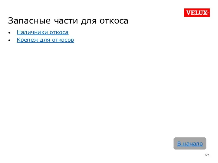 Запасные части для откоса Наличники откоса Крепеж для откосов В начало