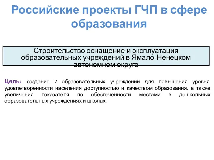 Российские проекты ГЧП в сфере образования Строительство оснащение и эксплуатация