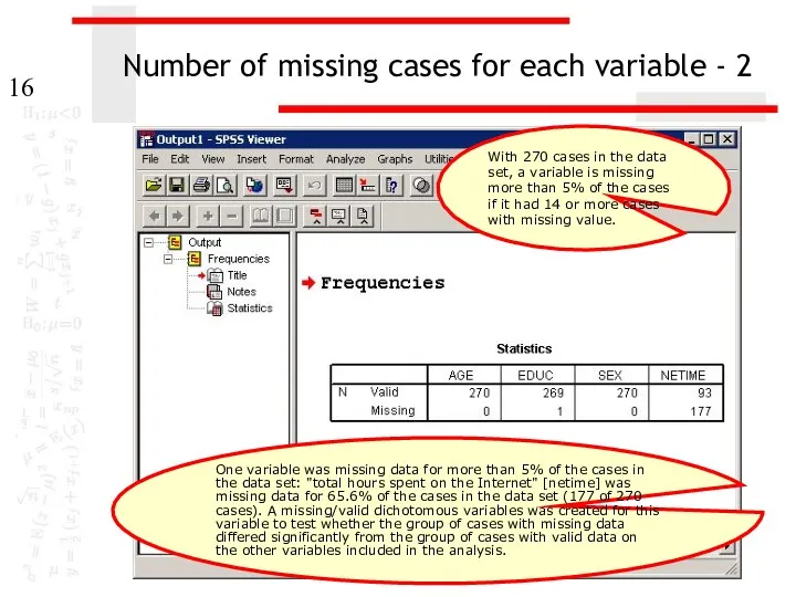 Number of missing cases for each variable - 2 With