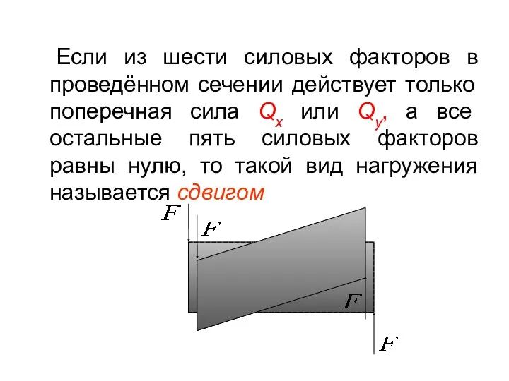 Если из шести силовых факторов в проведённом сечении действует только