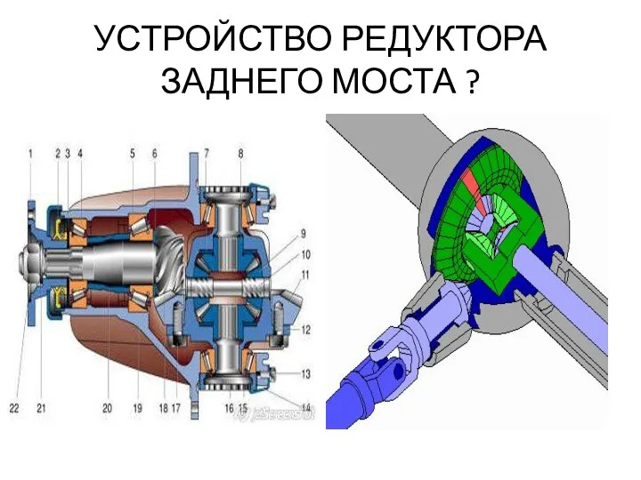 УСТРОЙСТВО РЕДУКТОРА ЗАДНЕГО МОСТА ?