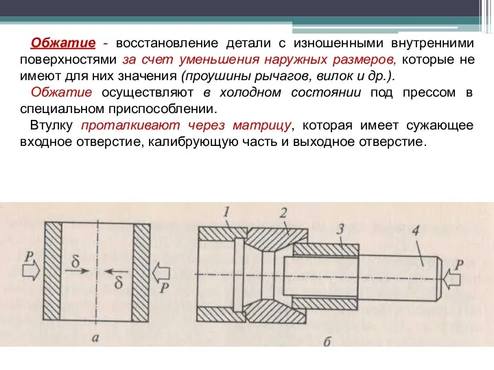 Обжатие - восстановление детали с изношенными внутренними поверхностями за счет