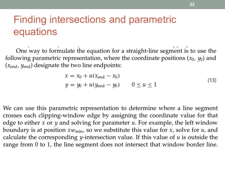 Finding intersections and parametric equations