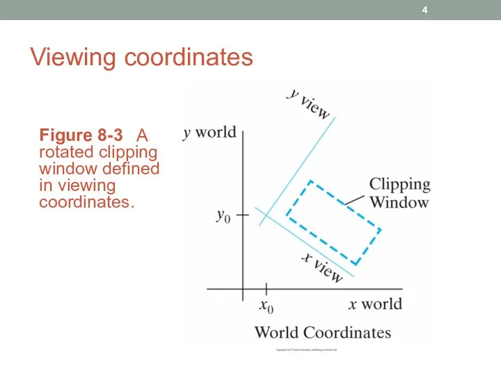 Viewing coordinates Figure 8-3 A rotated clipping window defined in viewing coordinates.