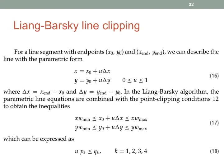 Liang-Barsky line clipping