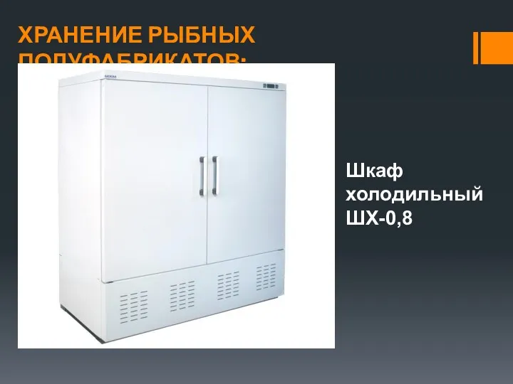 ХРАНЕНИЕ РЫБНЫХ ПОЛУФАБРИКАТОВ: Шкаф холодильный ШХ-0,8