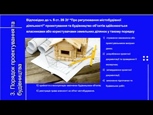 3. Порядок проектування та будівництва 3. Порядок проектування та будівництва