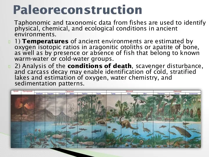 Taphonomic and taxonomic data from fishes are used to identify