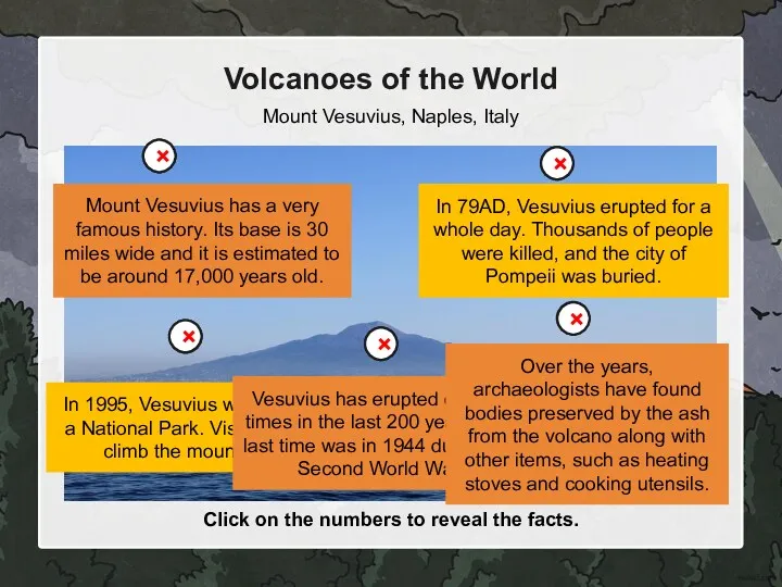 2 1 Mount Vesuvius, Naples, Italy Click on the numbers