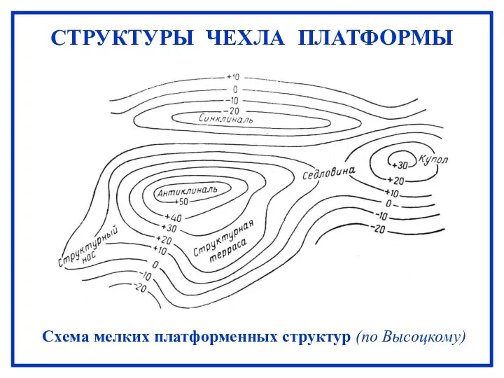 СТРУКТУРЫ ЧЕХЛА ПЛАТФОРМЫ Схема мелких платформенных структур (по Высоцкому)