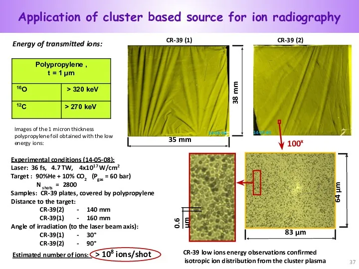 83 µm 64 µm 0.6 µm Images of the 1