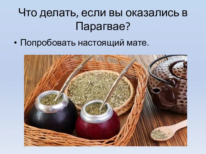 Что делать, если вы оказались в Парагвае? Попробовать настоящий мате.