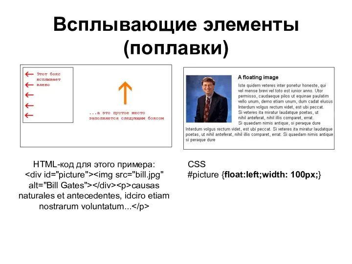 Всплывающие элементы (поплавки) HTML-код для этого примера: causas naturales et