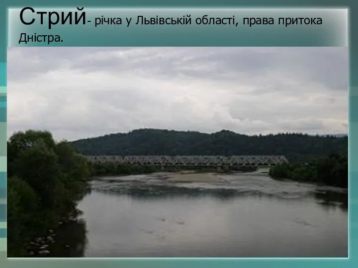Стрий- річка у Львівській області, права притока Дністра.
