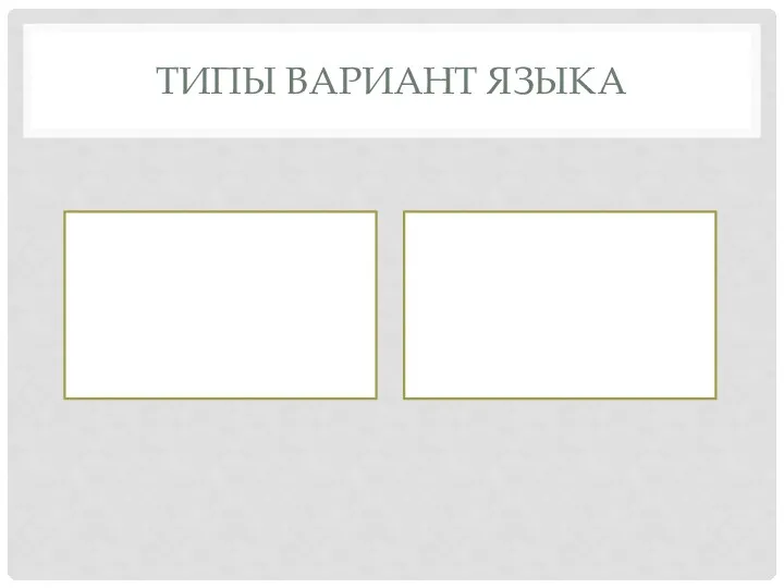 ТИПЫ ВАРИАНТ ЯЗЫКА