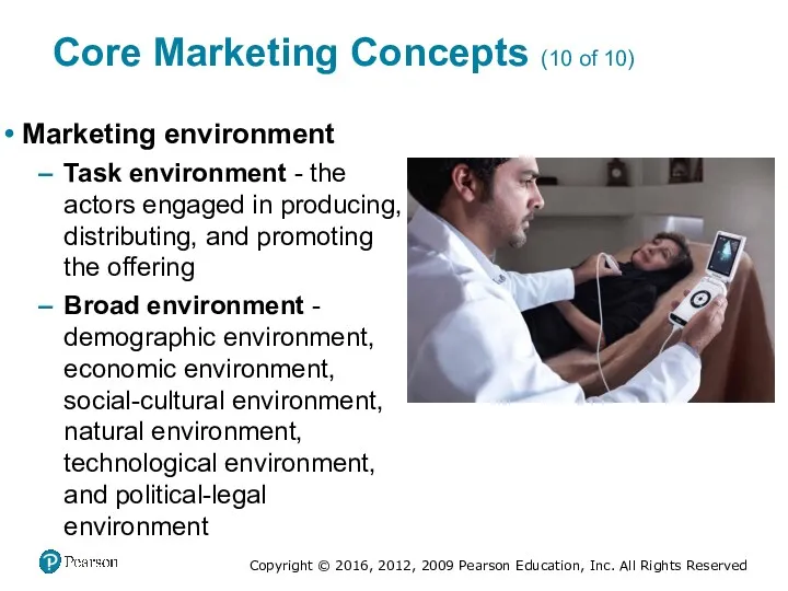 Core Marketing Concepts (10 of 10) Marketing environment Task environment