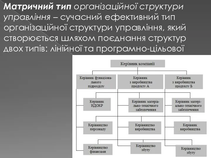 Матричний тип організаційної структури управління – сучасний ефективний тип організаційної