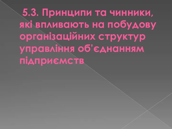 5.3. Принципи та чинники, які впливають на побудову організаційних структур управління об’єднанням підприємств