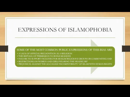 EXPRESSIONS OF ISLAMOPHOBIA