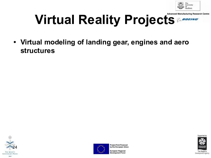 Virtual Reality Projects Virtual modeling of landing gear, engines and aero structures