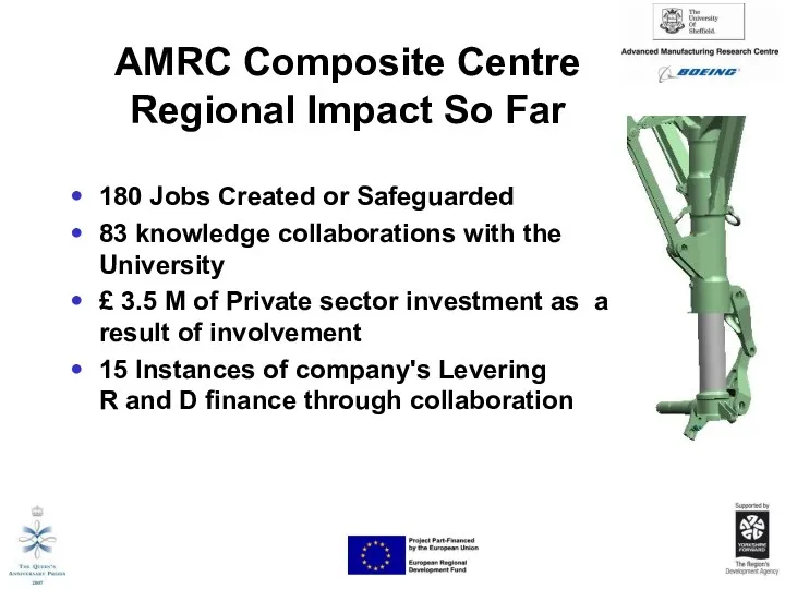 AMRC Composite Centre Regional Impact So Far 180 Jobs Created