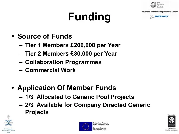 Funding Source of Funds Tier 1 Members £200,000 per Year