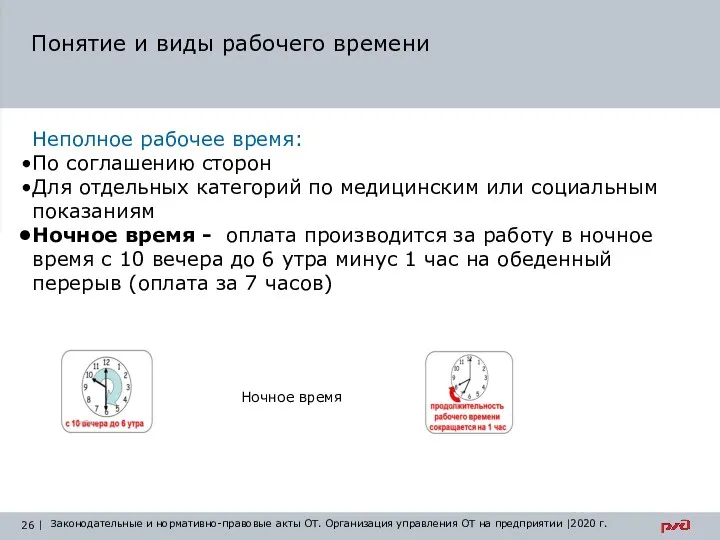 Понятие и виды рабочего времени Неполное рабочее время: По соглашению