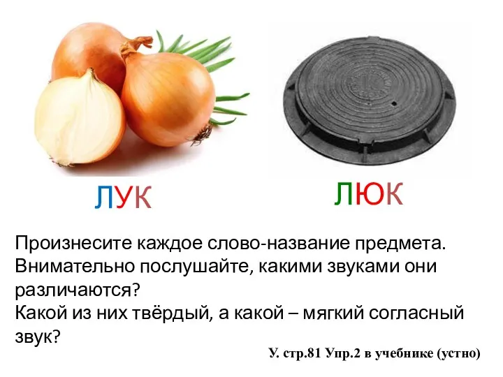 У. стр.81 Упр.2 в учебнике (устно) Произнесите каждое слово-название предмета.