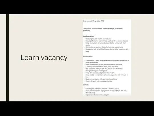 Learn vacancy