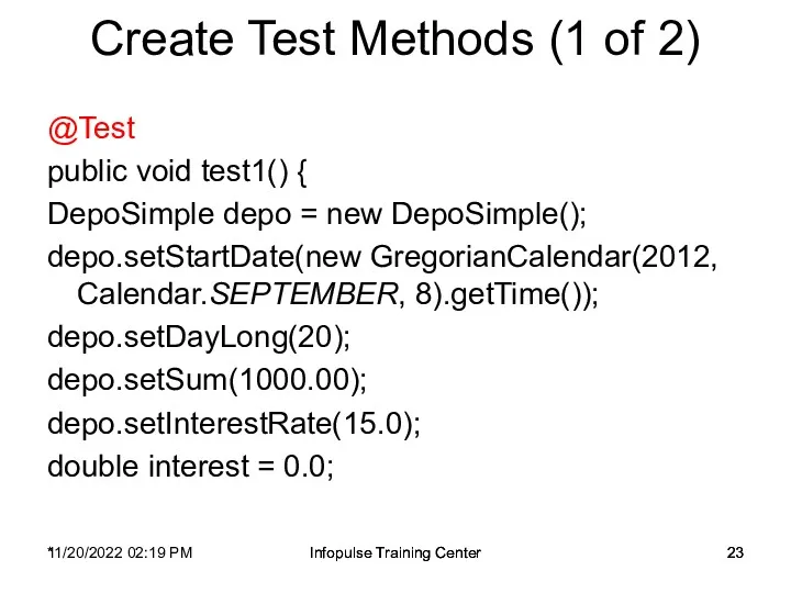 11/20/2022 02:19 PM Infopulse Training Center Create Test Methods (1