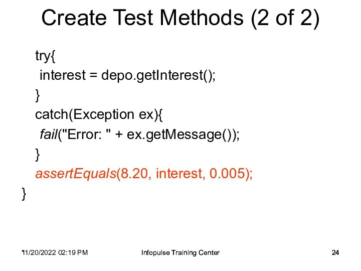 11/20/2022 02:19 PM Infopulse Training Center Create Test Methods (2