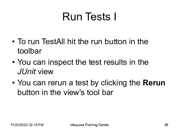 11/20/2022 02:19 PM Infopulse Training Center Run Tests I To